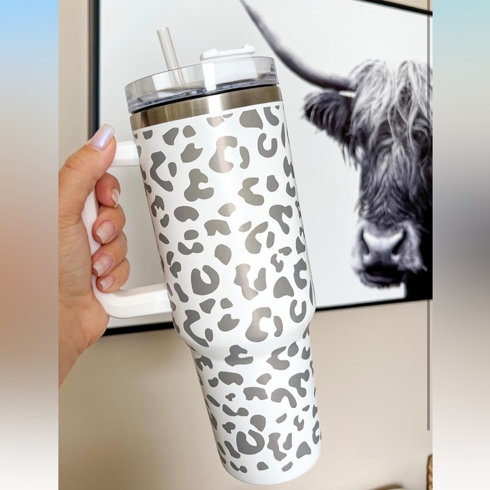 White Leopard 40oz Tumbler